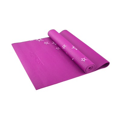 Коврик для йоги FM-102, PVC, 173x61x0,6 см, с рисунком, фиолетовый